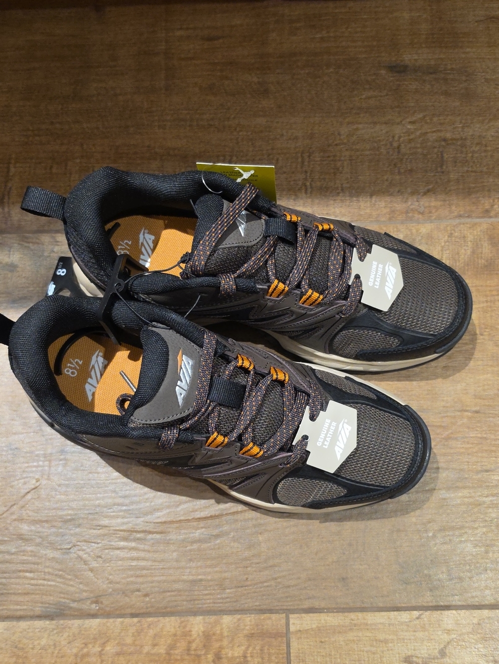 NWT: Avia Men's Brown With Orange Accents Lace-Up Athletic Sneakers